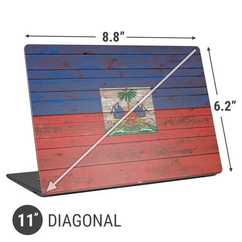 Haiti Flag Dark Wood Universal Laptop 11in (8.8 x 6.2in) Skin